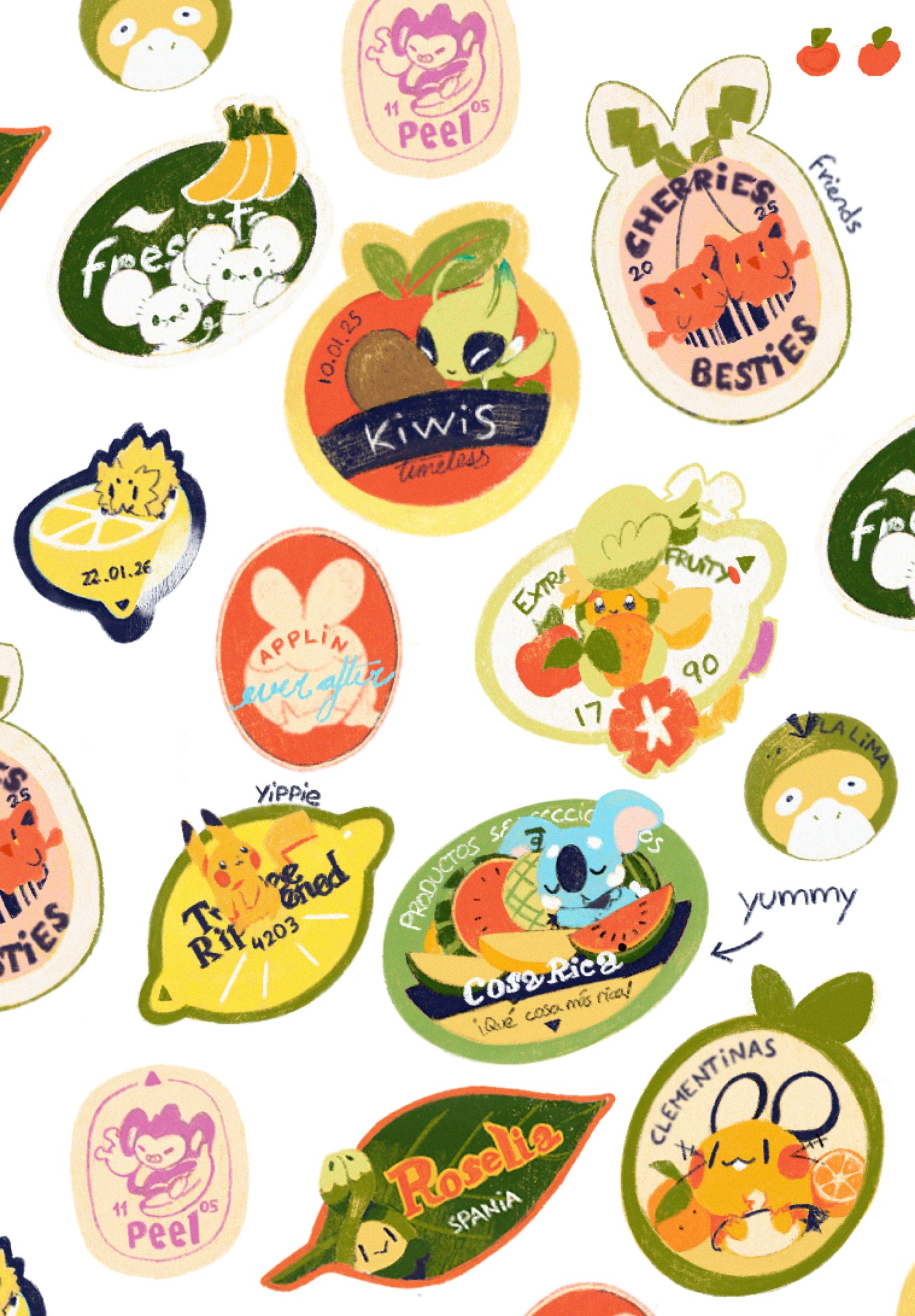Poke fruit stickers | Sticker sheet