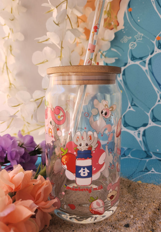 Strawberrymilk glass Can cup