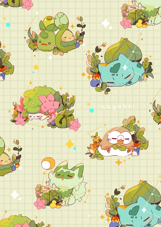 Sleepy grass Poke | Wooden pin